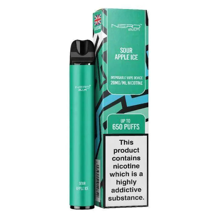 NERD BAR 650 PUFF SOUR APPLE ICE Disposable Vape - Click & Vape