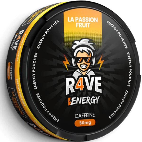 Passion Fruit Caffeine Nicotine Pouches by R4VE 50mg - Click & Vape